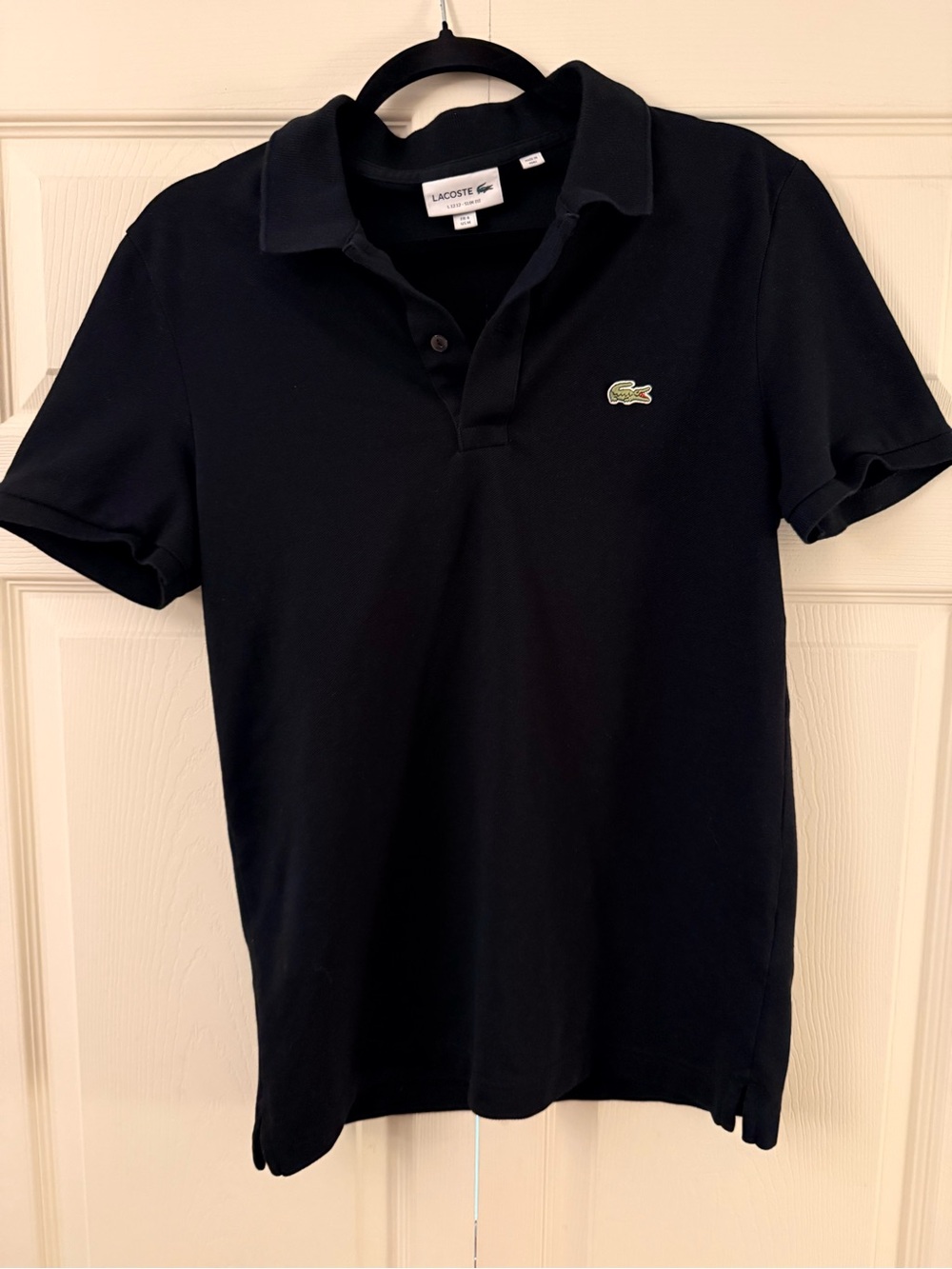 Lacoste Black Short-Sleeve Polo with Crocodile Logo